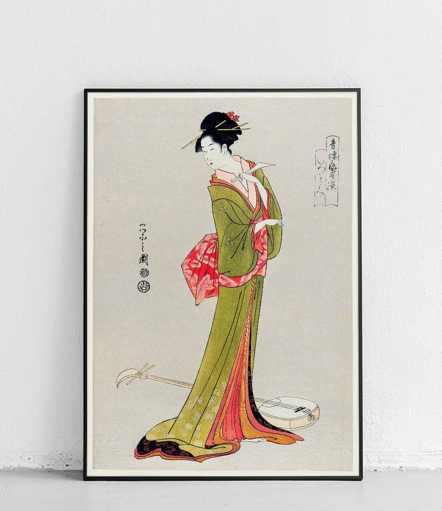 Woman in kimono - poster