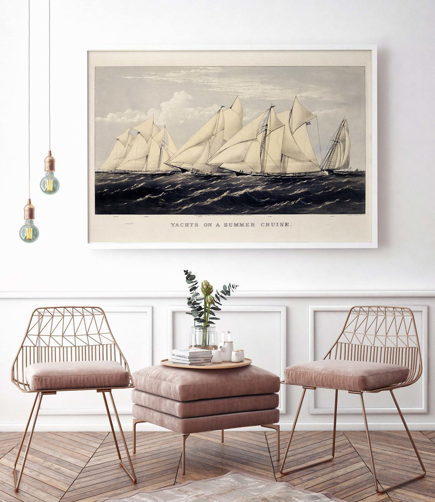 Yachts on a summer cruise - poster - 21cm x 30cm