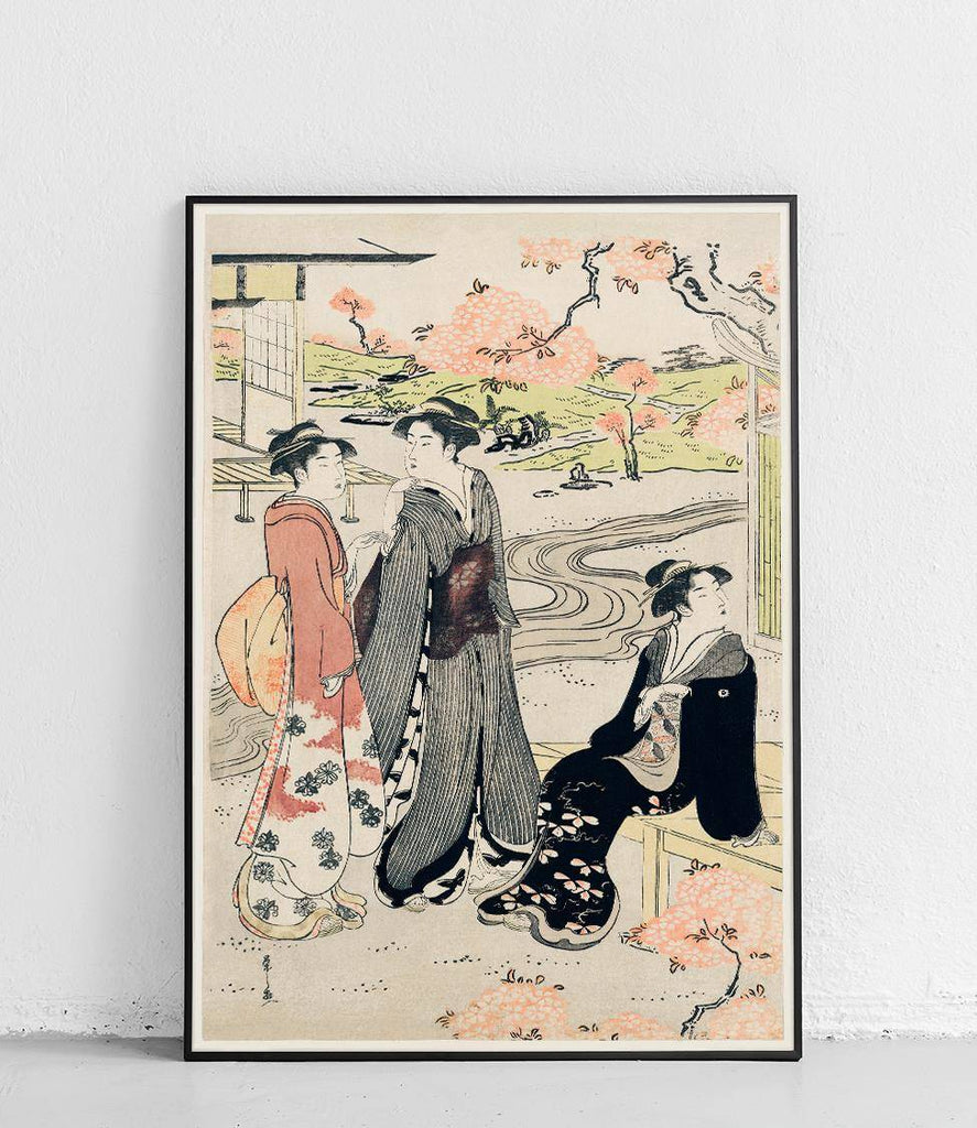 Women at cherry blossoms - poster