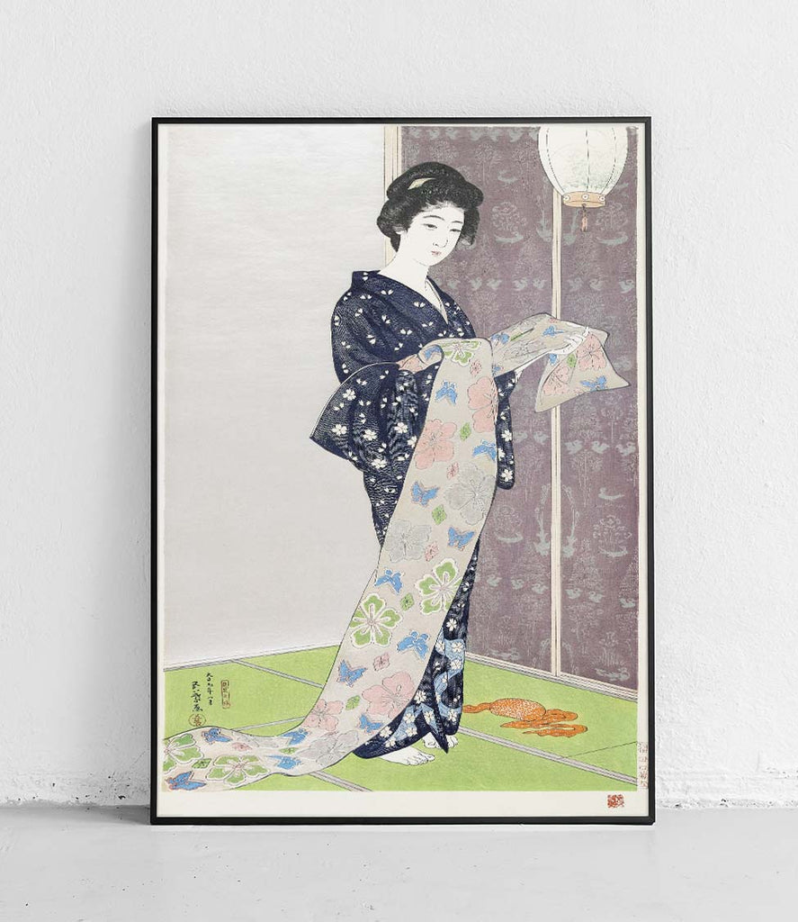 Young woman in a summer kimono - poster