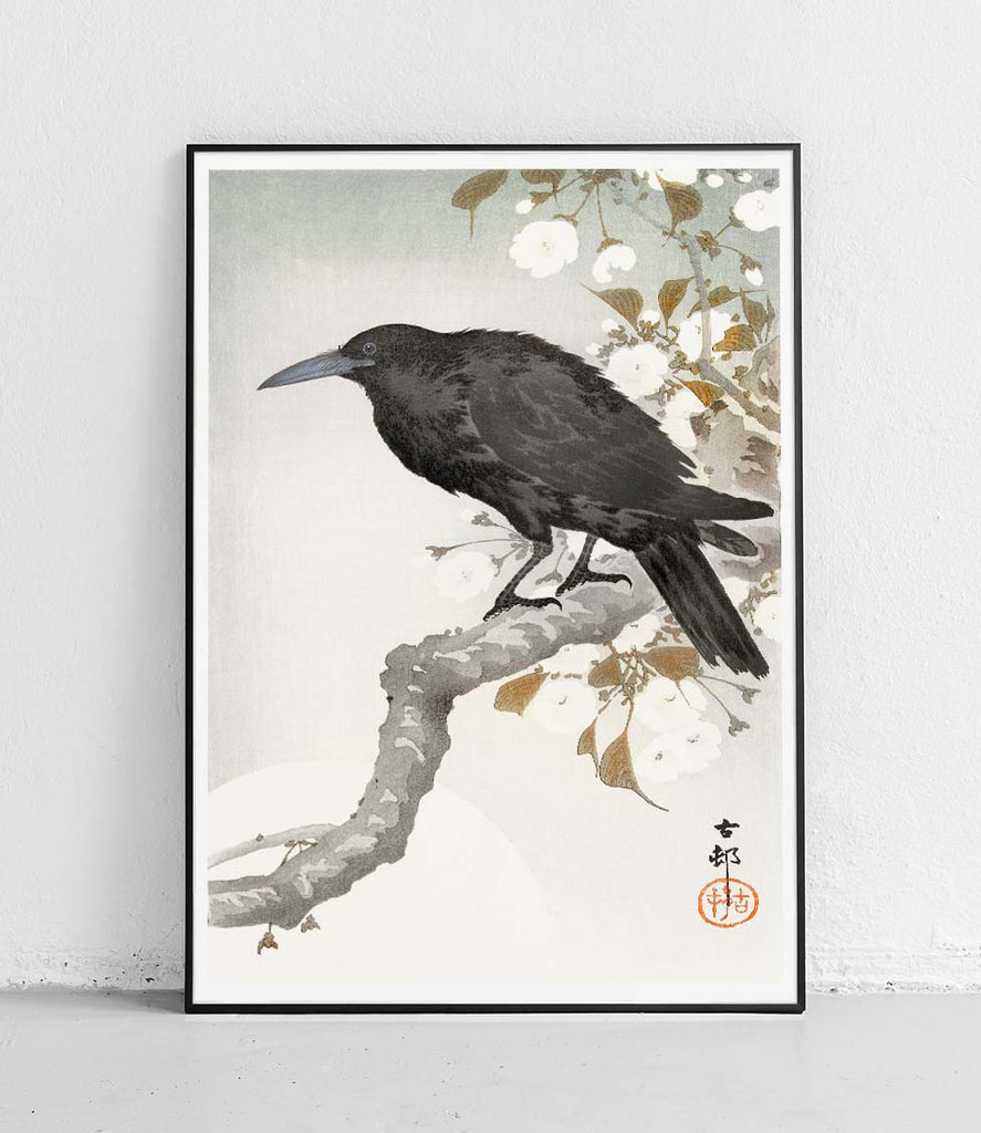 A crow and the full moon - poster