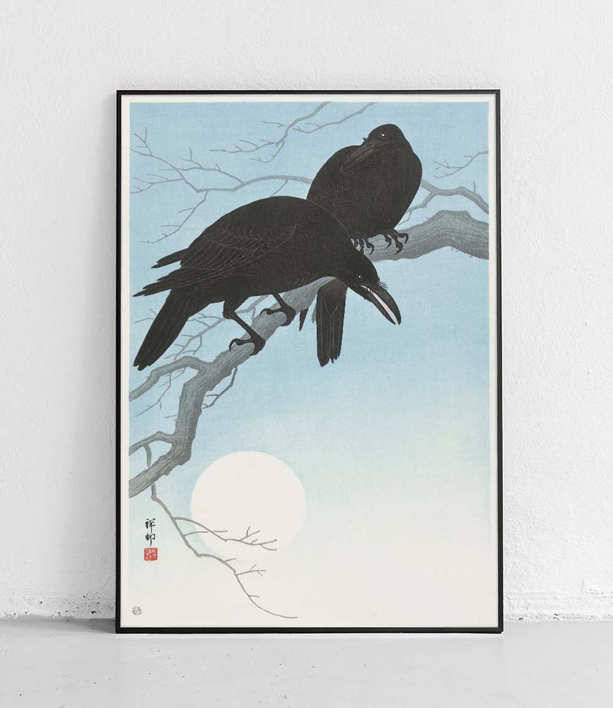 Two crows on a branch - poster
