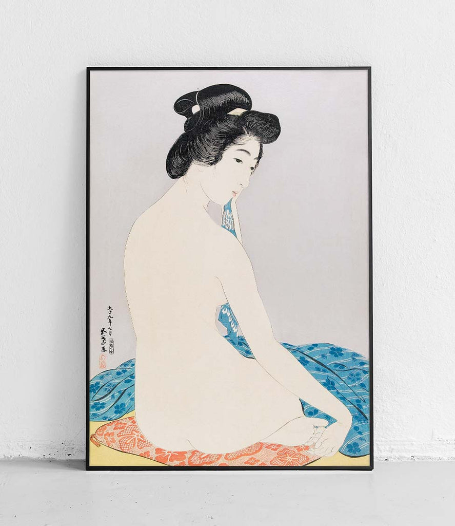 Woman resting after bathing - poster